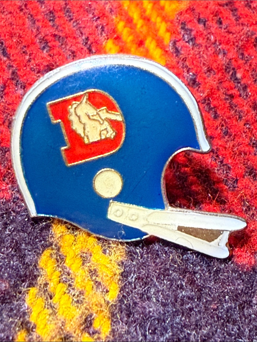 Vintage Denver Broncos Enamel Pin Gold Tone Football Helmet Logo 80s Sports NFL
